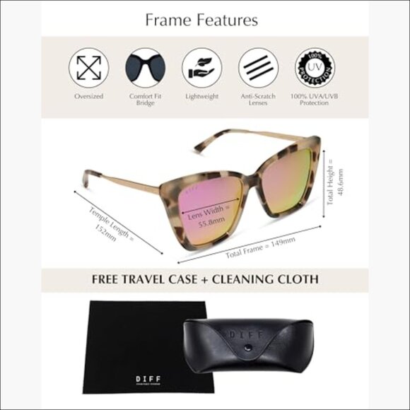 Oversized Cat Eye Sunglasses with Handcut Acetate & Stainless Steel Frame main image 4